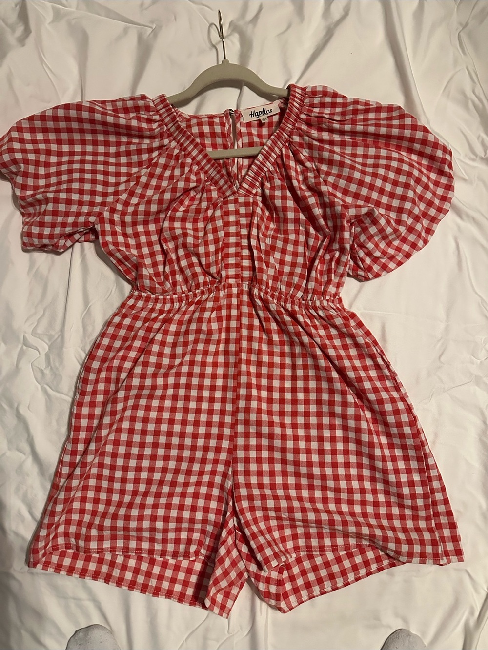 Red Gingham Women Romper